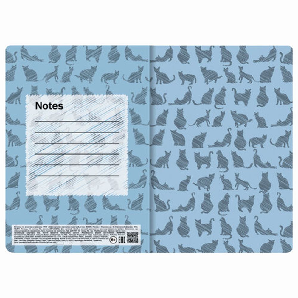 Тетрадь 40 л. в клетку обложка SoftTouch, бежевая бумага 70 г/м2, сшивка, А5 (147х210 мм), ВОЛК В ОЧКАХ, BRAUBERG, 403767