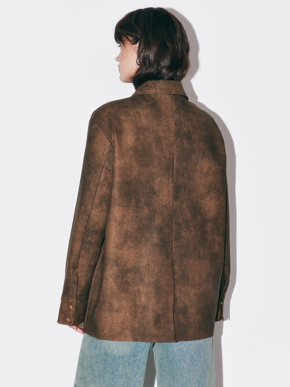 Пиджак из экокожи "Винтажный коричневый" женский