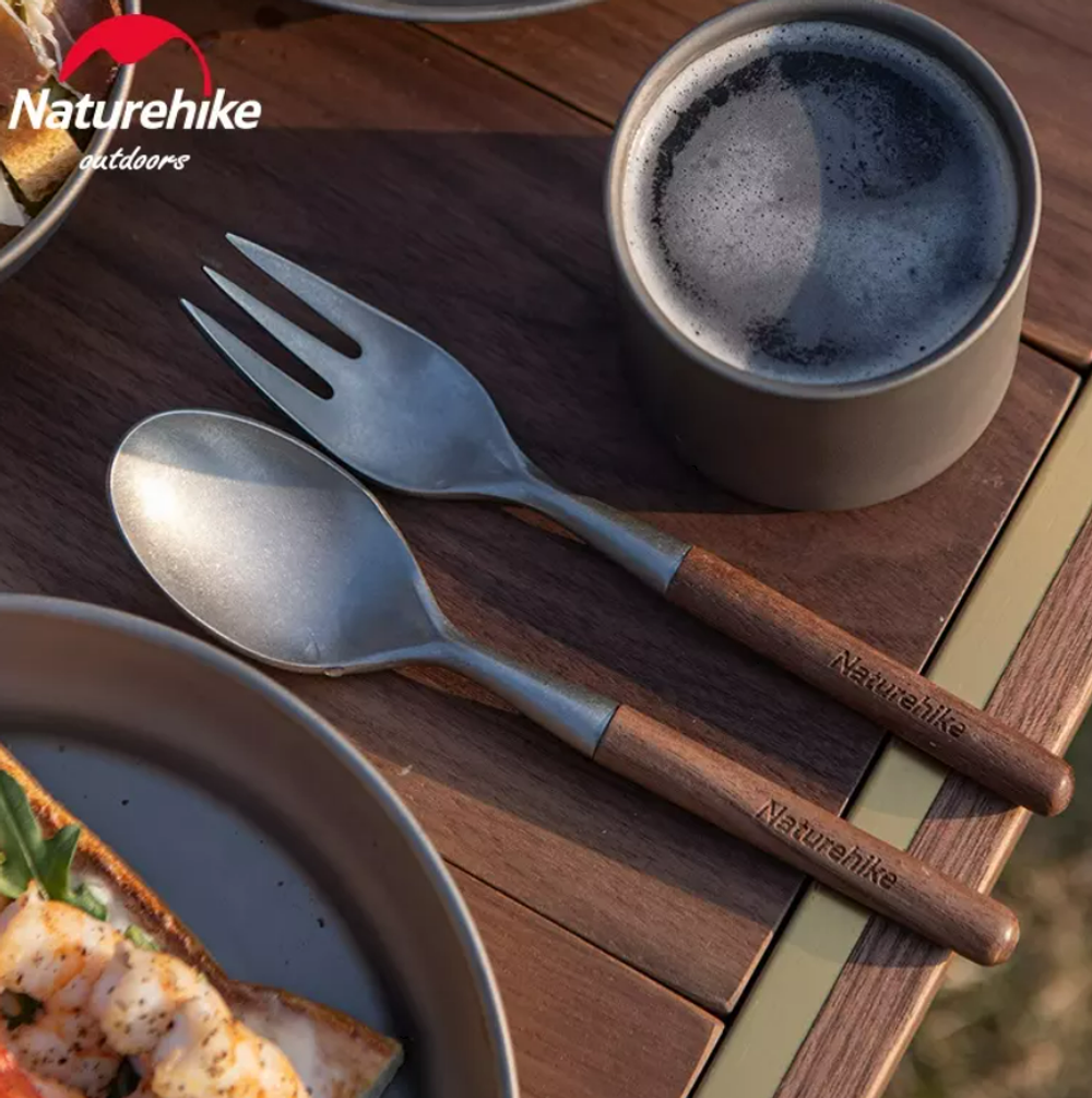 Набор столовых приборов Naturehike 3 в 1 (нож, вилка, ложка), нержавеющая сталь, орех, в чехле