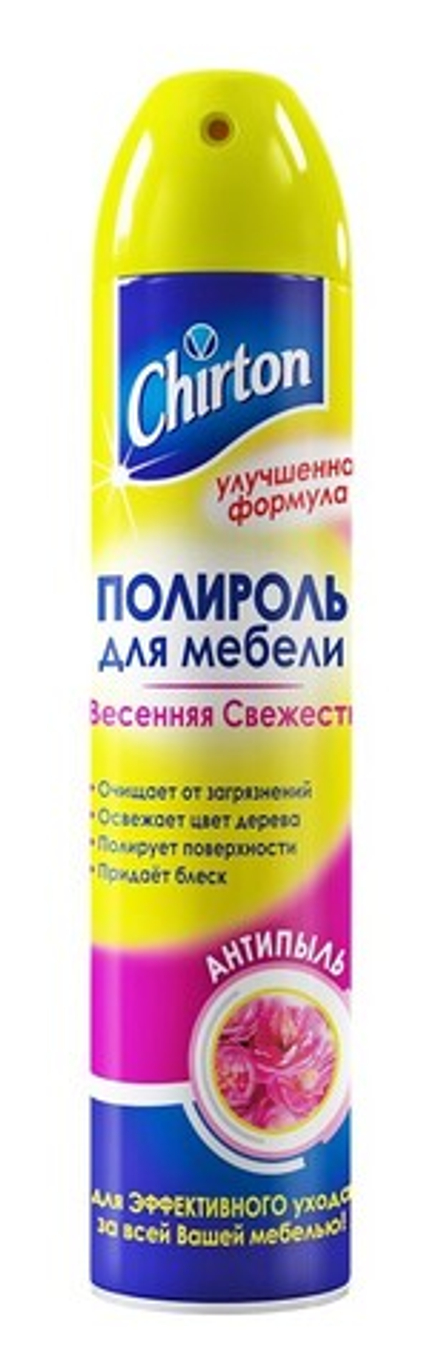 Chirton Полироль д/меб. Антипыль-Весенняя свежесть 300 мл. 6*24