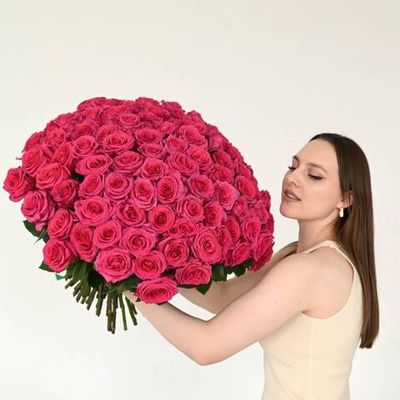 101 Роза розовая Эквадор 60см.