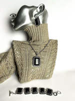 Комплект бижутерии.Подвеска, серьги, браслет  "Черный авантюрин" Форма "Прямоугольник" (натуральный камень)