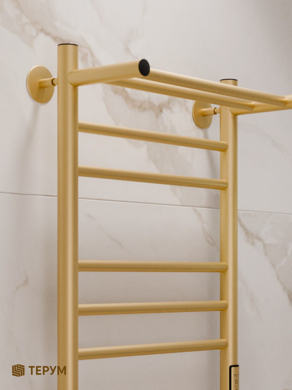 Полотенцесушитель электрический TRIO матовое золото 60/40 с полкой
