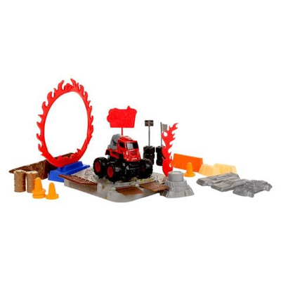 Набор вращающаяся катапульта, грузовик–бигфут миксер, 4 ведущих колеса, 9 см, 26 аксессуаров, красн