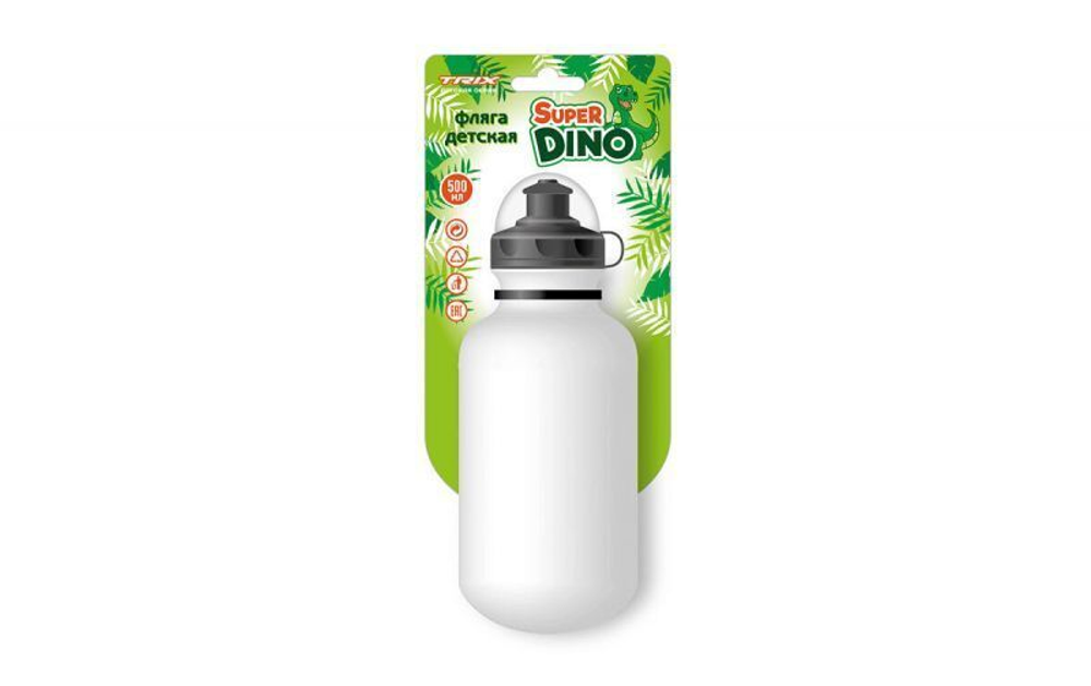 Фляга TRIX Super Dino детская, 500 мл, защитная крышка, LDPE (50)