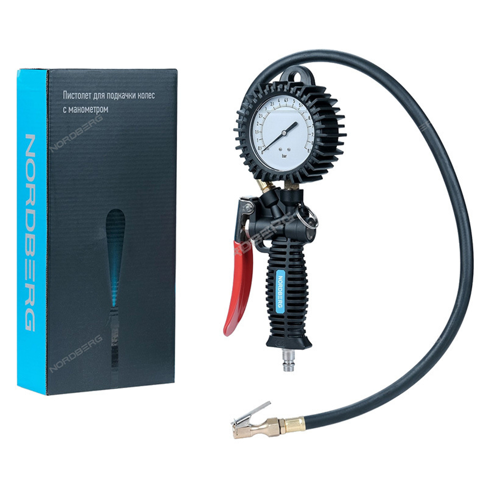 NORDBERG (TI62) Пистолет для подкачки колес с жидкостным манометром 80 мм