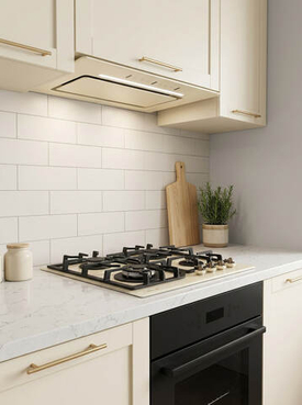 5 причин выбрать бежевый цвет для варочной панели и вытяжки