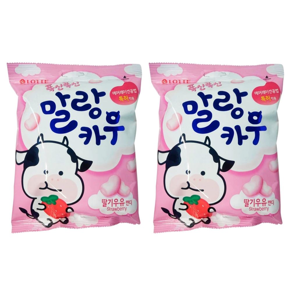 Жевательная конфета Lotte Malang со вкусом клубники 158 г x 2 шт