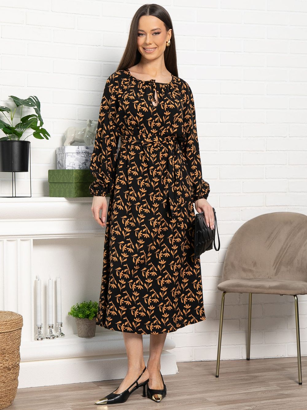 Платье Аура с поясом (черное) П15121-10М LT Collection