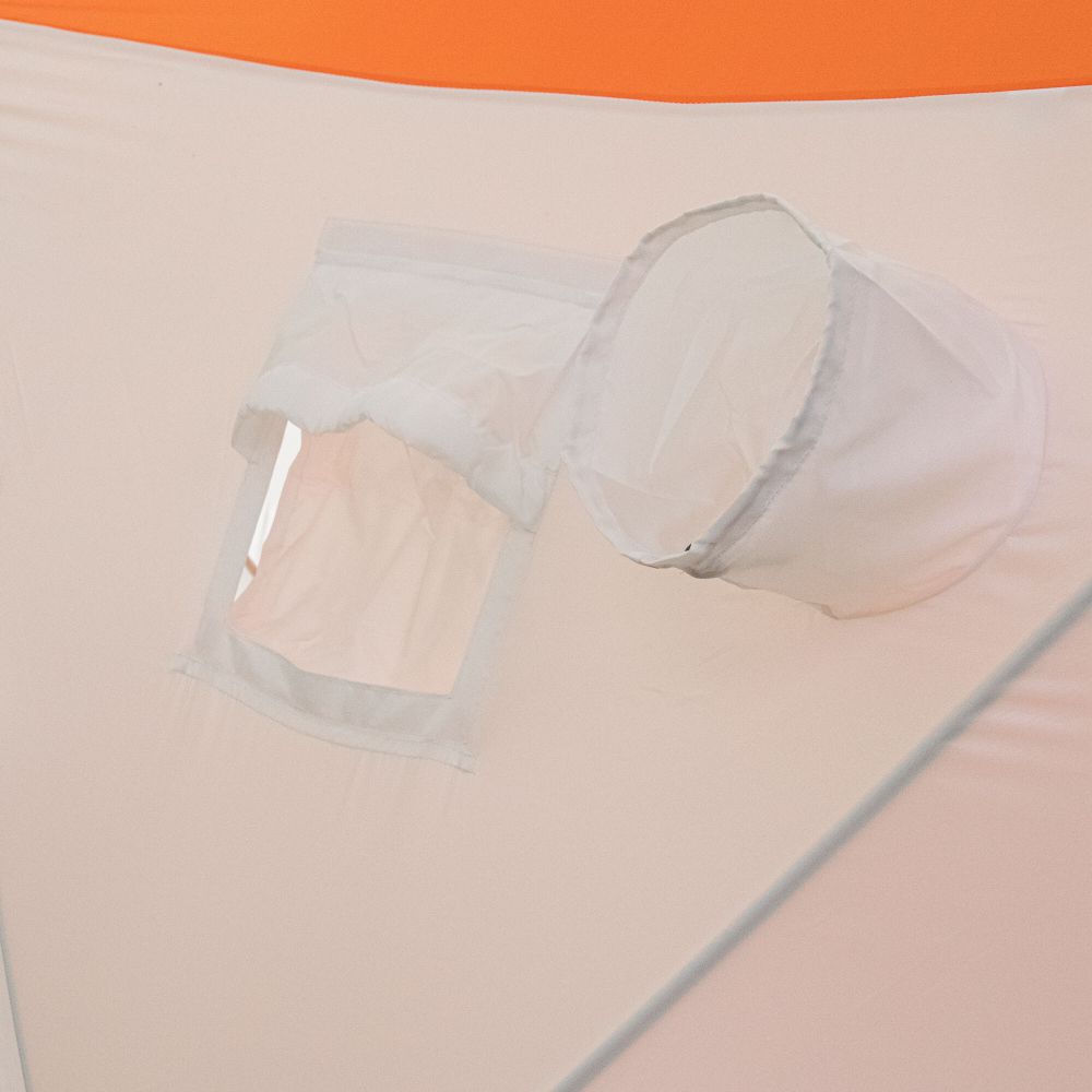 Палатка зимняя куб СЛЕДОПЫТ 1,8 х1,8 м, Oxford 210D PU 1000, S по полу 3,2  кв.м, цв. оранжевый/бел