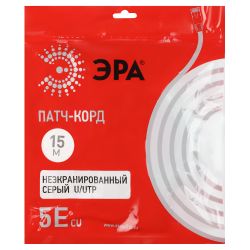 Патч корд ЭРА U/UTP неэкранированный 15 м, категория 5e, серый Cu | Электротовары