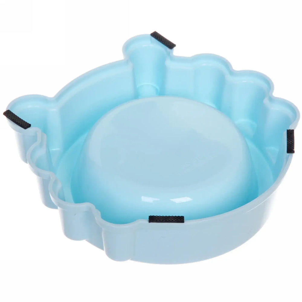 Миска пластиковая с металлической чашкой «Колор-Лягушка» 20*5см цвет нежно-голубой/250мл