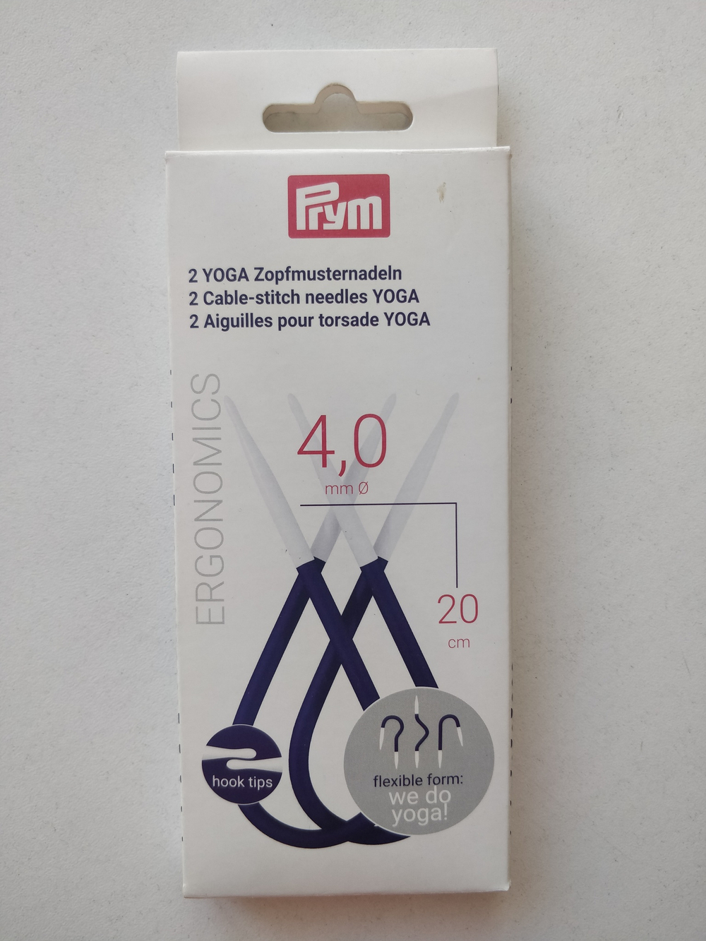 Prym 2 спицы "йога" для вязания кос 4мм 20см