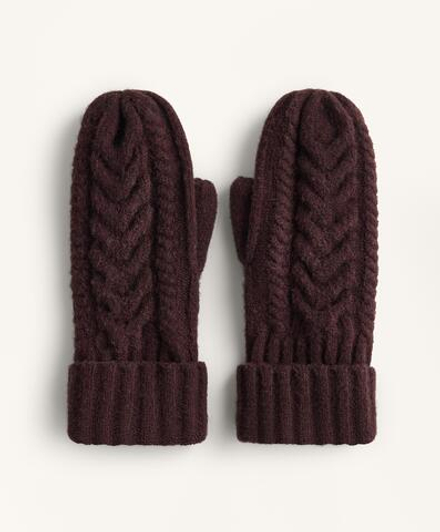 Oysho Варежки с аранским узором, темно-виный