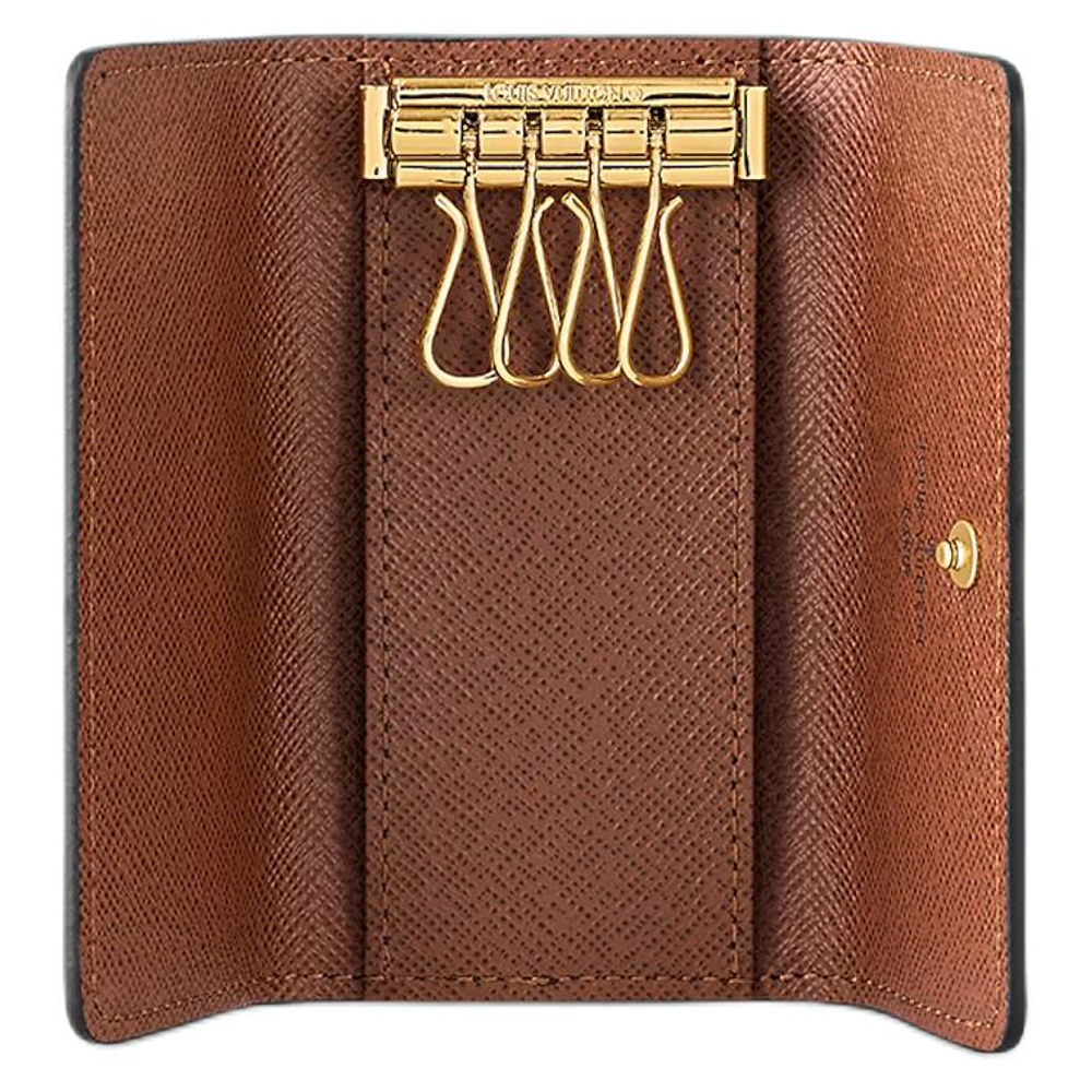 LOUIS VUITTON 4 Key Holder Monogram Coated Canvas Key Pouch Women"s Brown