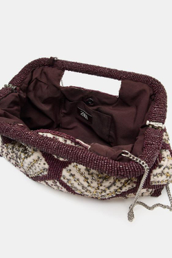 ZARA КЛАТЧ С ДЕКОРАТИВНЫМИ ДЕТАЛЯМИ, РАЗНОЦВЕТНЫЙ