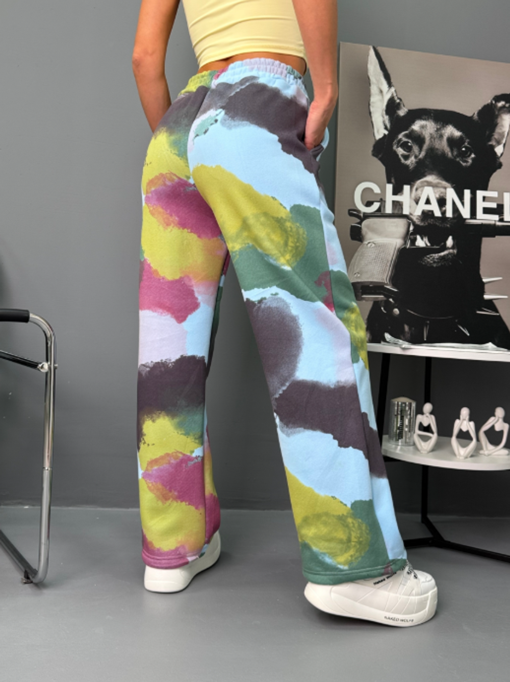 Оптом штаны с начесом женские 42-50 синие