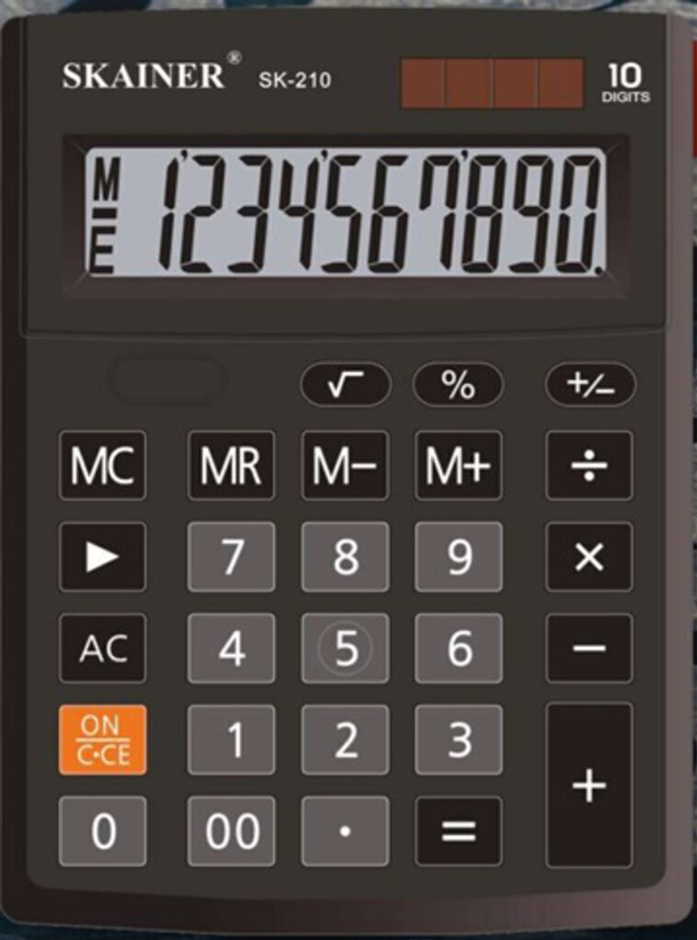 Калькулятор  10 разр. Skainer  настольный,  двойное питание, черный SK-210  (CMB-1001BK)