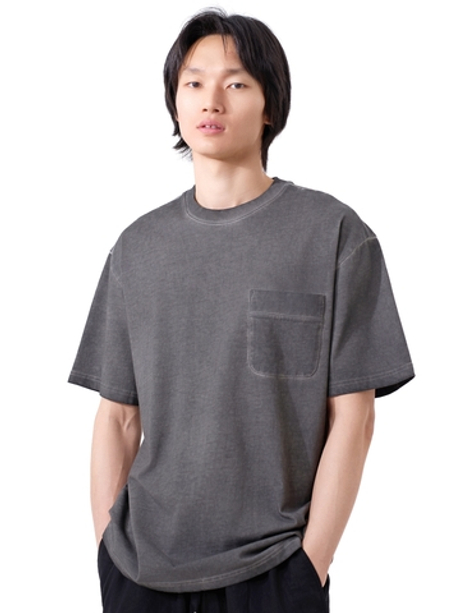 Графитовая футболка Senseera с карманом на груди