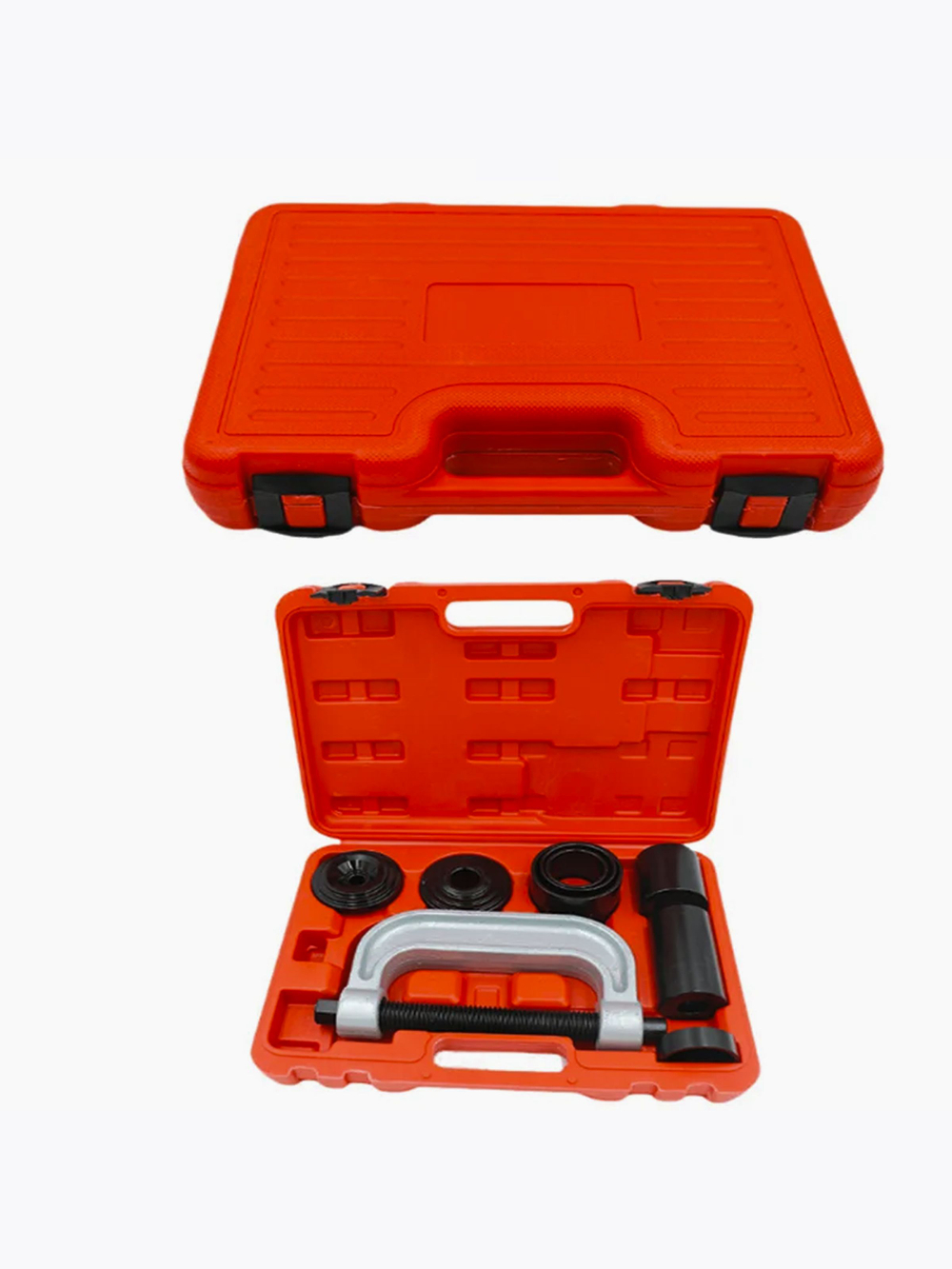 Набор для замены, выпрессовки, снятия, установки сайлентблоков и шаровых опор со струбциной 10 предметов