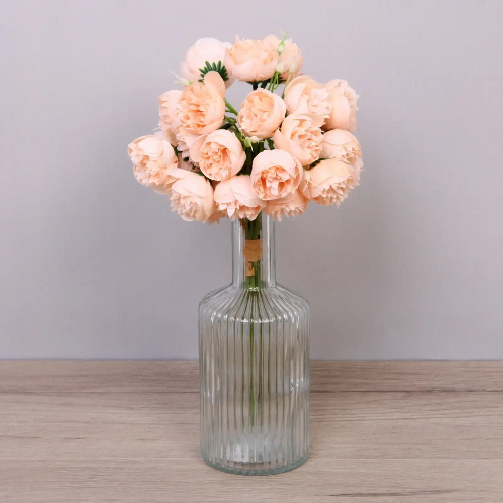 Цветы искусственные «Нежные пионы» букет 9шт 27 голов 30см чайные