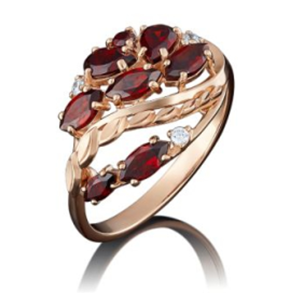 Кольцо из золота с гранатами