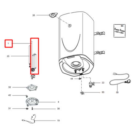 Нагревательный элемент (ТЭН) для водонагревателя Ariston (Аристон) 2200W M5 - 993191