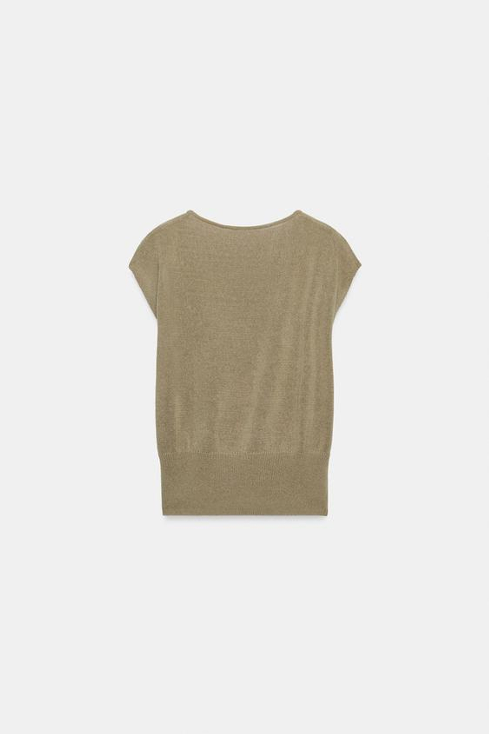 ZARA ТРИКОТАЖНЫЙ ТОП С ДЕКОРОМ, ТЕМНЫЙ БЕЖЕВО-КОРИЧНЕВЫЙ