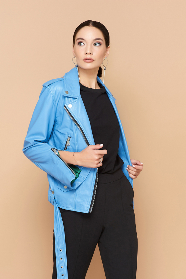 Косуха голубая classic мягкая кожа