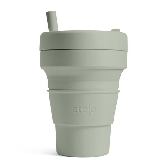 Стакан складной силиконовый Stojo Biggie Sage, 16 oz / 470 мл
