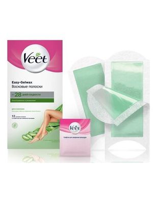 Восковые полоски для депиляции Veet для сухой кожи 12 штук