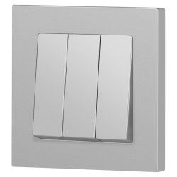 Выключатель Intro Accent 6-106-03 тройной, 10А-250В, IP20, СУ, AL/CU, алюминий