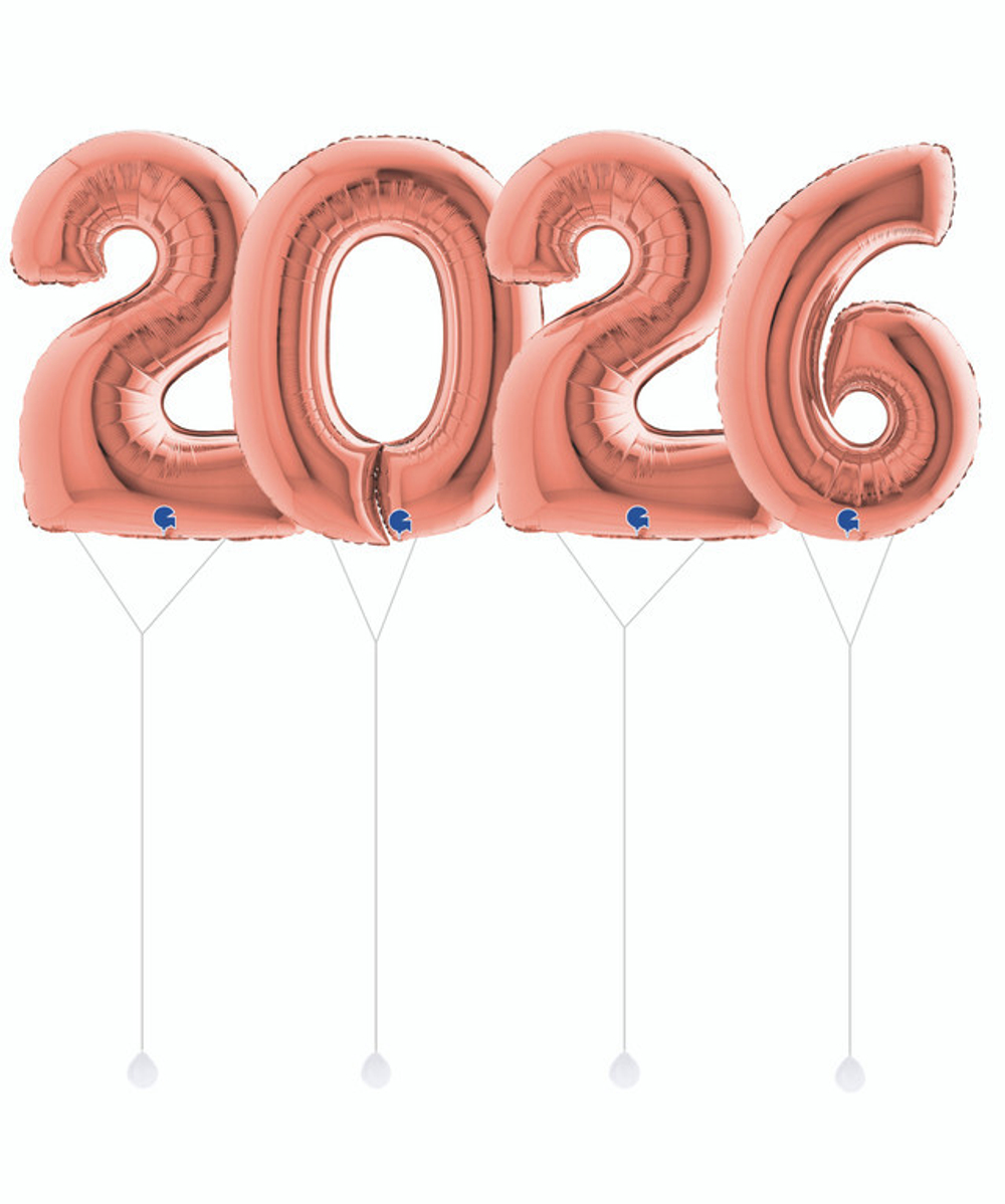 Набор цифр "2026 в цвете Розовое золото" 102 см 4 шт