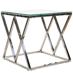 Столик журнальный LA ALTA LIVIA прозрачное стекло 55*55*55, каркас серебро