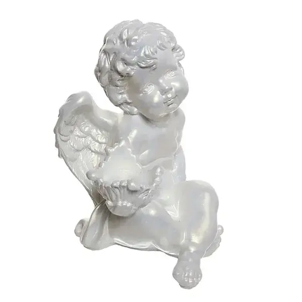 Статуэтка из гипса «Ангел с чашей» 30см перламутр