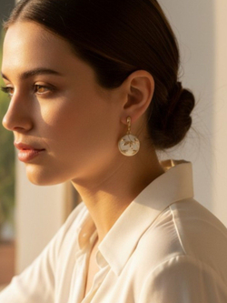 Серьги подвески с эмалью круглые