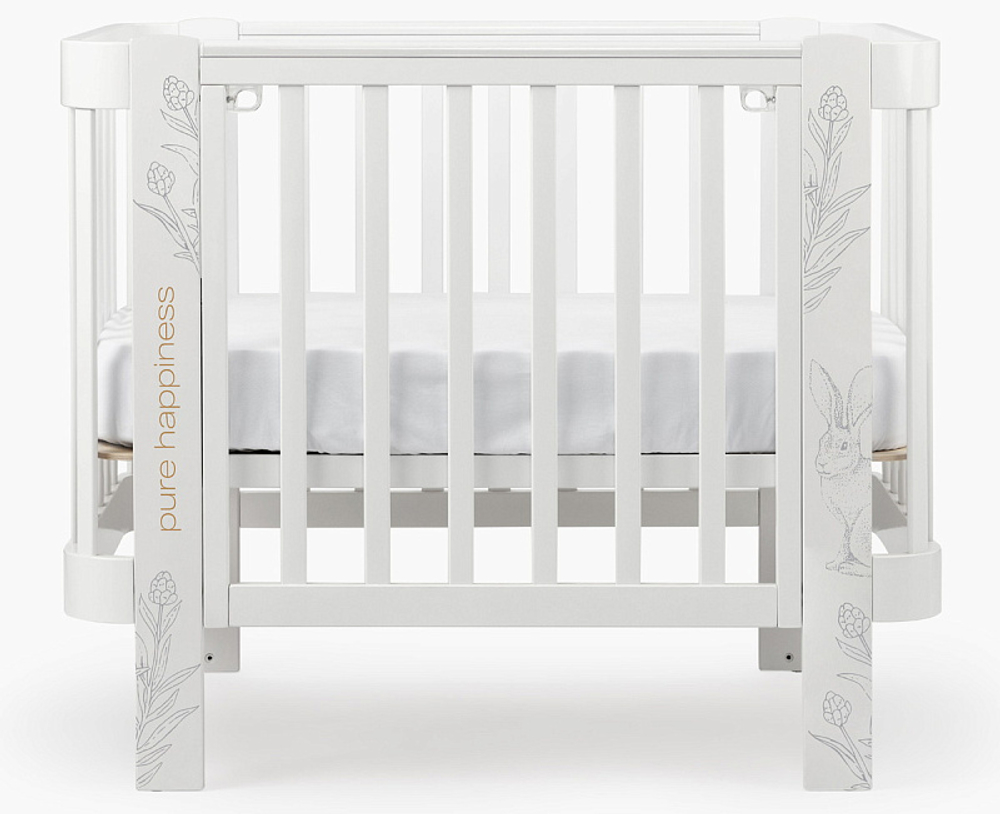 Детская кроватка-трансформер Happy baby Mommy Love в комплекте с расширением 160х70 white