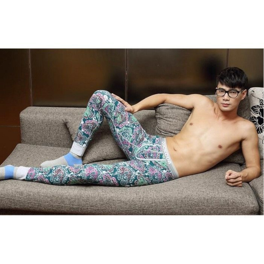 Мужские кальсоны с узором серо-зеленые Cockcon MAN pants Begie 23716