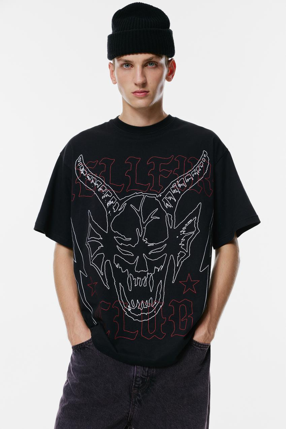 PULL&BEAR Футболка с короткими рукавами "Stranger Things" антрацитово-серый