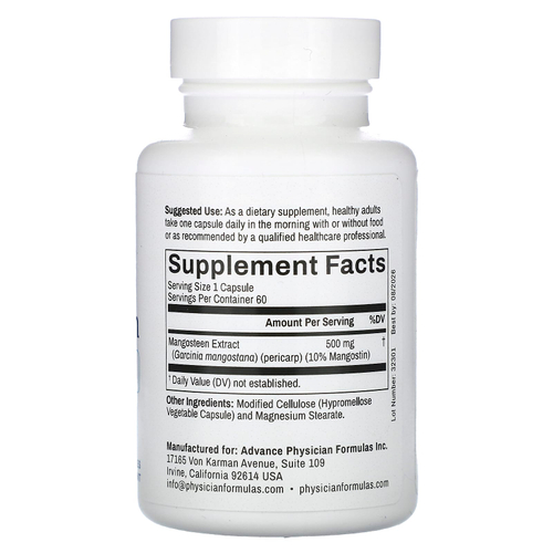 Advance Physician Formulas, мангостан, 500 мг, 60 капсул