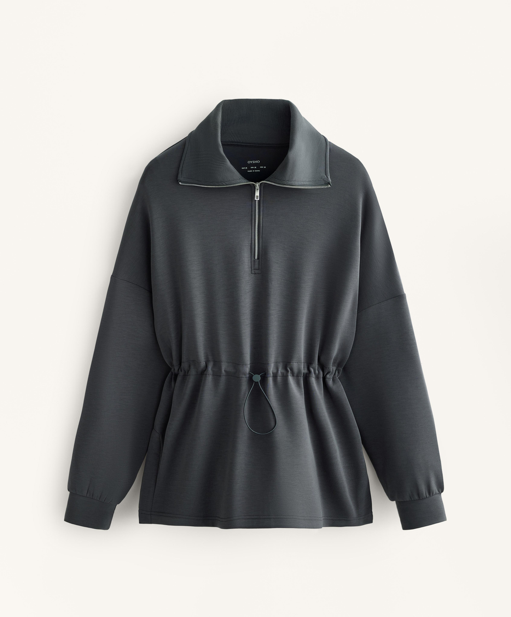 Oysho Толстовка на молнии до середины груди, асфальтовый