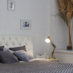 TLI-221 GOLD E27 Светильник настольный. Цоколь Е27. 60W. Механический выключатель. Золотой. ТМ Uniel