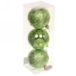 Новогодние шары 8 см (набор 3 шт) «Микс фактур», салатовый