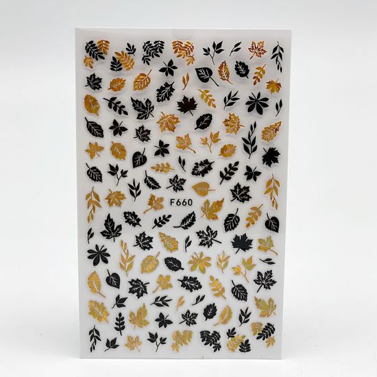 Наклейки для ногтей №F660 черно-золотые