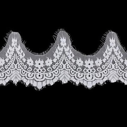 TBY.90001 Кружево 'реснички' 150мм*30м (по 3м) (001 белый)