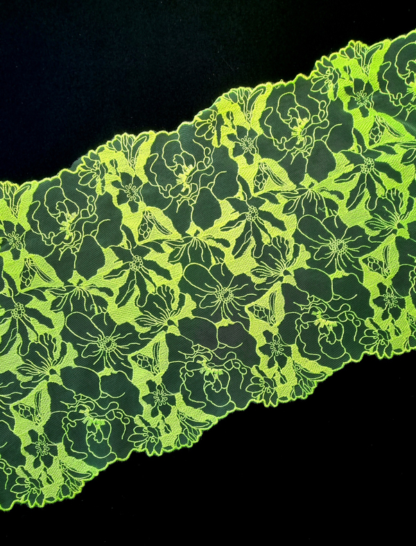 Вышивка на сетке лимон лайм неон К177