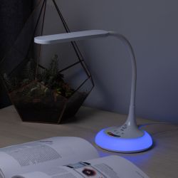 Настольный светильник ЭРА NLED-481-10W-W светодиодный с RGB ночником белый