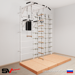 Шведская стенка Sv Sport усиленная 64940 (Турник рукоход/Брусья/Лестница/Трапеция/Мат 2м/Канатный лаз)