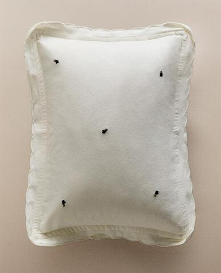 ZARA HOME ДЕТСКАЯ НАВОЛОЧКА С ПРИНТОМ, ЖЕЛТОВАТО-БЕЛЫЙ