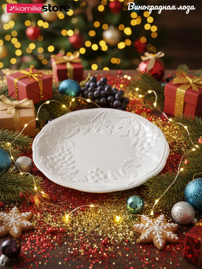 Блюдо круглое 28,5 см. набор 4 шт., фарфор, Виноградная лоза